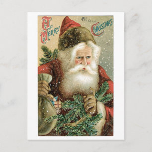 Old-fashioned Christmas, Santa Holiday Postcard