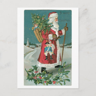 Old-fashioned Christmas, Santa Holiday Postcard