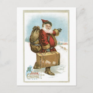 Old-fashioned Christmas, Santa Holiday Postcard