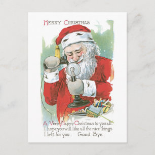 Old-fashioned Christmas, Santa Holiday Postcard