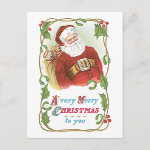 Old-fashioned Christmas, Santa Holiday Postcard