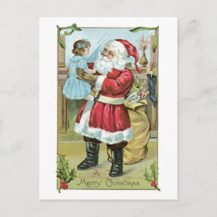 Old-fashioned Christmas, Santa Holiday Postcard