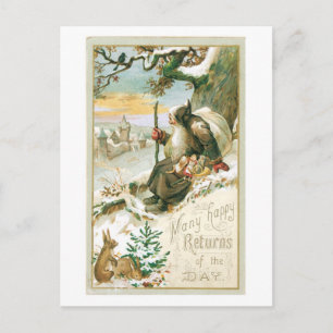 Old-fashioned Christmas, Santa Holiday Postcard