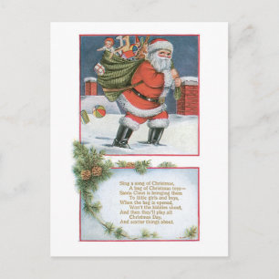 Old-fashioned Christmas, Santa Holiday Postcard
