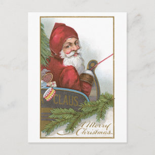 Old-fashioned Christmas, Santa Holiday Postcard