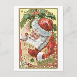 Old-fashioned Christmas, Santa Holiday Postcard