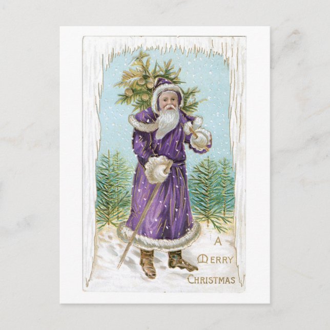 Old-fashioned Christmas, Santa Holiday Postcard (Front)