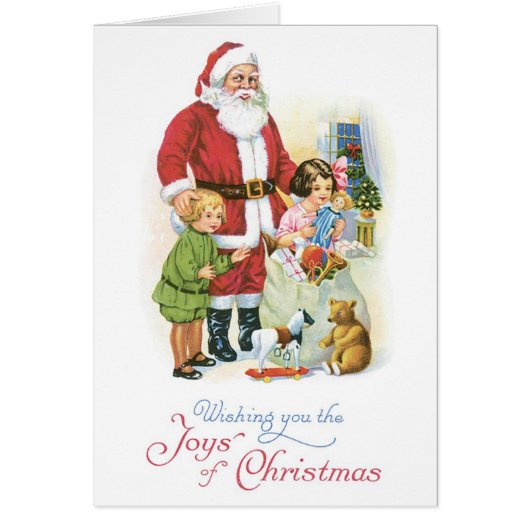 Old-fashioned Christmas, Santa with Chirdren Cards (Front)
