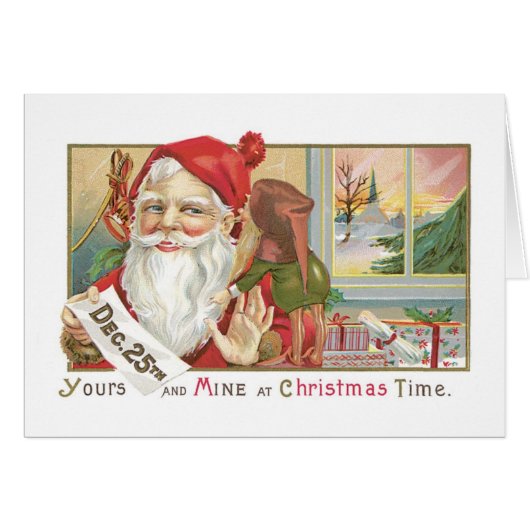 Old-fashioned Christmas, Santa with Tonttu Cards (Front Horizontal)