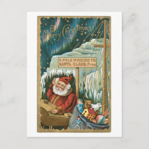 Old-fashioned Christmas, Santa's house Holiday Postcard
