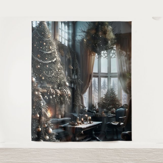 Old Fashioned Christmas Scene Wall Art Tapestry (Front)