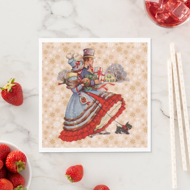 Old-Fashioned Christmas Shopping Napkins (Insitu)