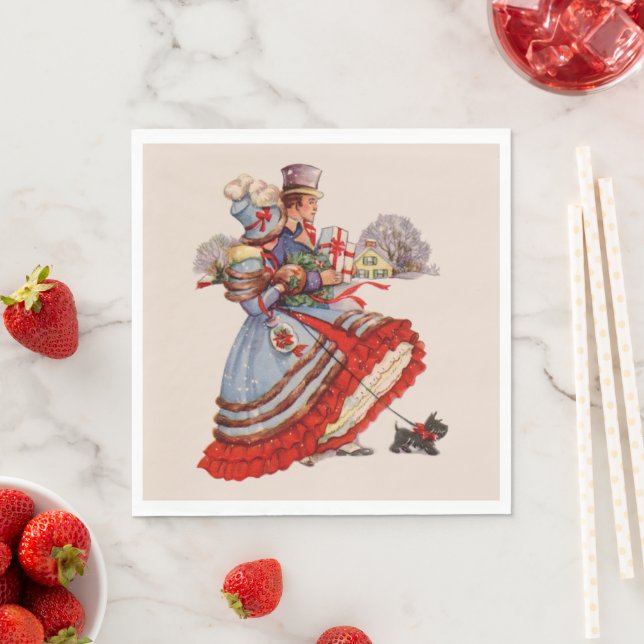 Old-Fashioned Christmas Shopping Napkins (Insitu)