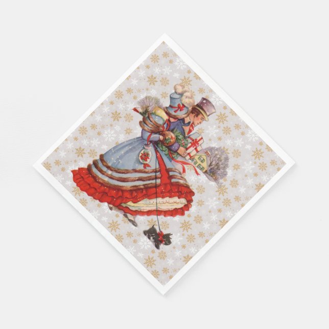 Old Fashioned Christmas Shopping Paper Napkins (Corner)