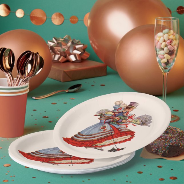 Old Fashioned Christmas Shopping Paper Plates (Multi)