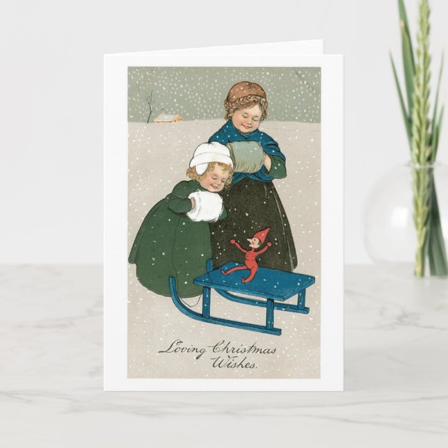 Old-fashioned Christmas, Sisters Holiday Card (Front)