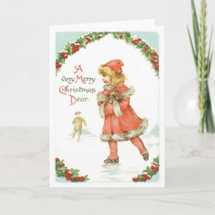 Old-fashioned Christmas, Skating rink Holiday Card