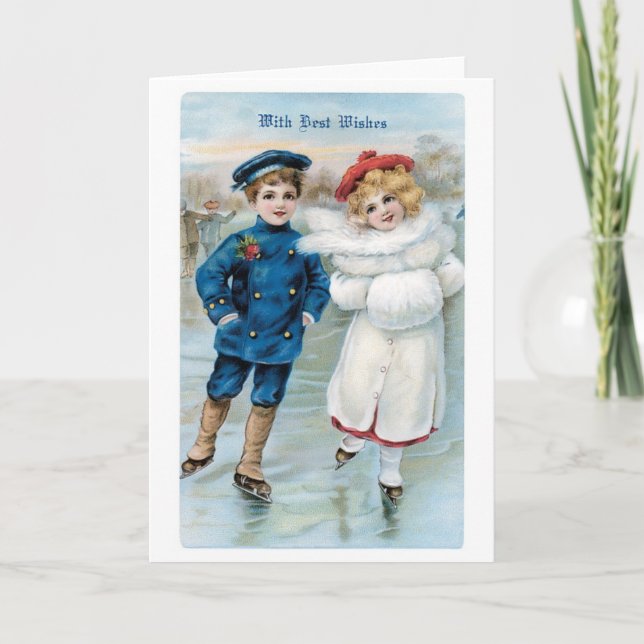 Old-fashioned Christmas, Skating rink Holiday Card (Front)