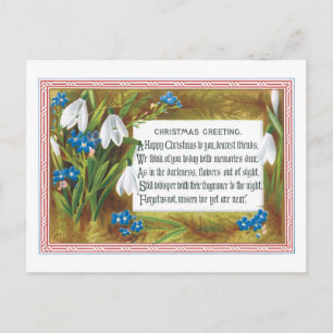 Old fashioned Christmas, Snowdrops Holiday Postcard