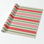 Old Fashioned Christmas Stripe Pattern Pink Red Wrapping Paper<br><div class="desc">Old Fashioned Retro Christmas Stripe Pattern in Pink,  Red,  Green,  and Beige. Nostalgic,  vintage aesthetic striped design,  perfect for the Xmas holidays or for any time. By Kierkegaard Design Studio.</div>