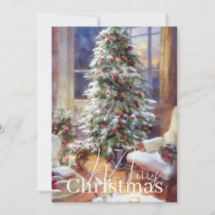 Old fashioned Christmas tree budget Holiday Card