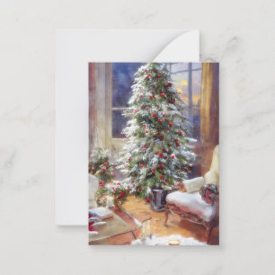 Old fashioned Christmas tree budget mini Note Card