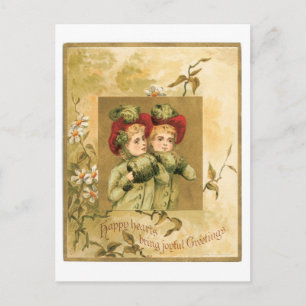 Old-fashioned Christmas, Twins Holiday Postcard