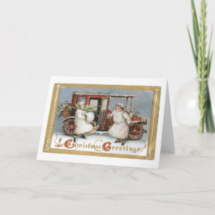 Old-fashioned Christmas, Vintage car Holiday Card