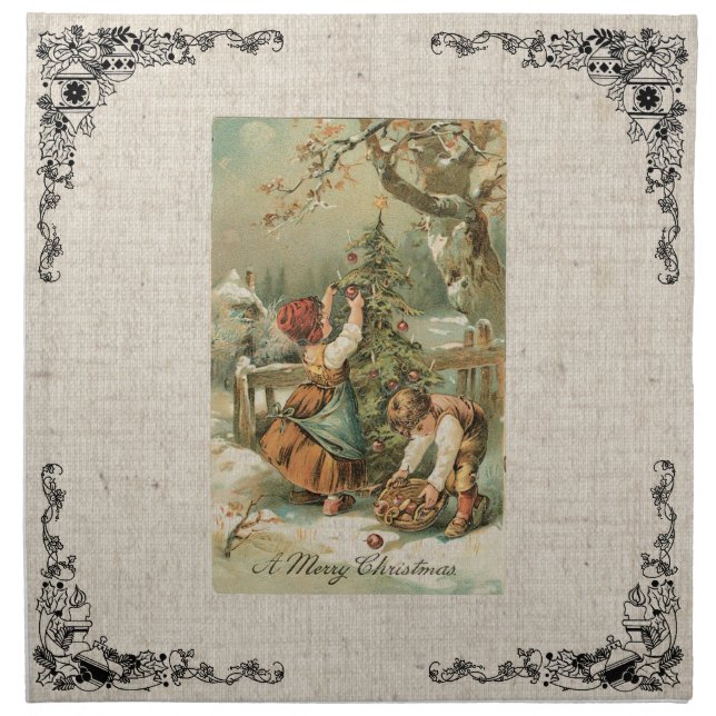 Old Fashioned Christmas Vintage Holidays Napkin (Front)