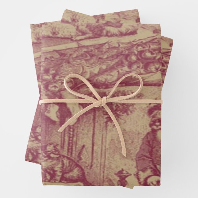 Old Fashioned Christmas Wrapping Paper Sheets (In situ)