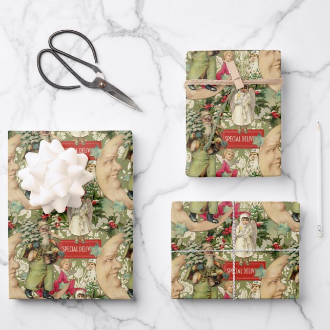 Old Fashioned Christmas  Wrapping Paper Sheets (Front)