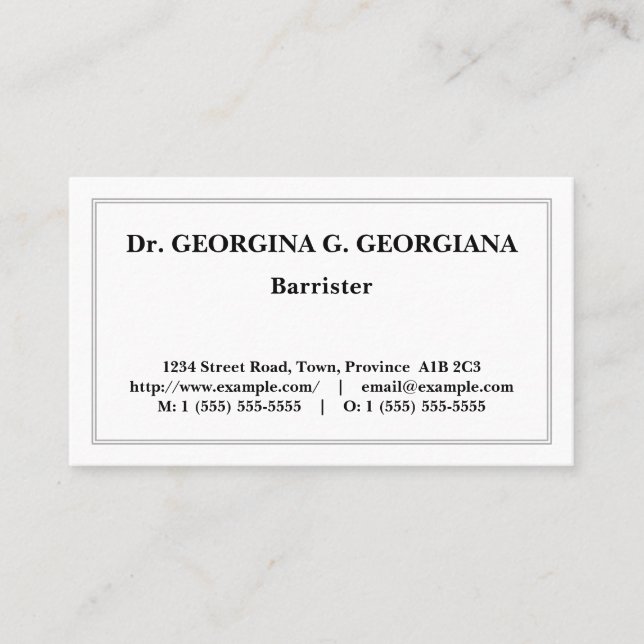 Old Fashioned, Classic Business Card (Front)