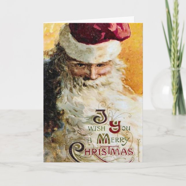 Old Fashioned Classic Santa Christmas Card (Front)