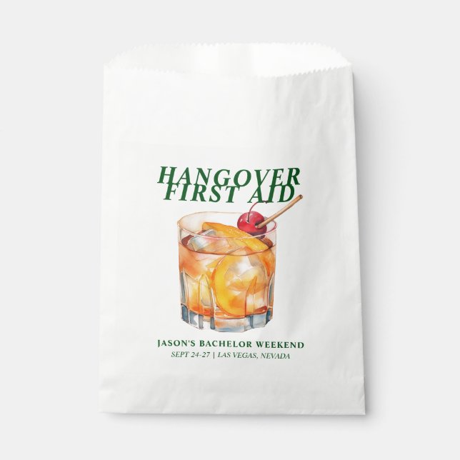 Old Fashioned Cocktail Bachelor Hangover Kit Favor Bag (Front)