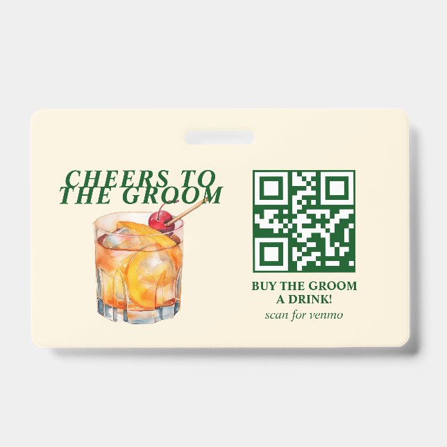 Old Fashioned Cocktail Bachelor Weekend Badge (Front)