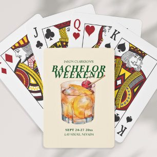Old Fashioned Cocktail Bachelor Weekend Poker Cards