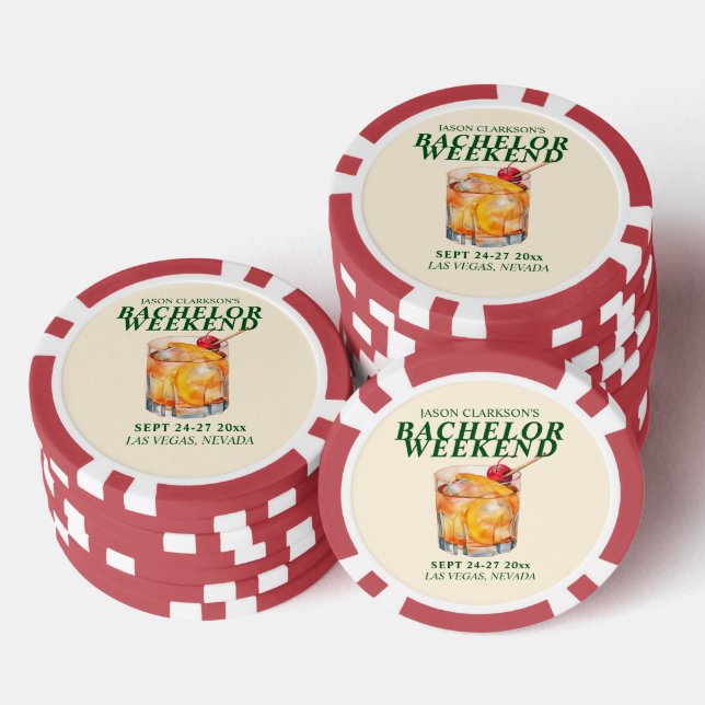 Old Fashioned Cocktail Bachelor Weekend Poker Chips (Stack)