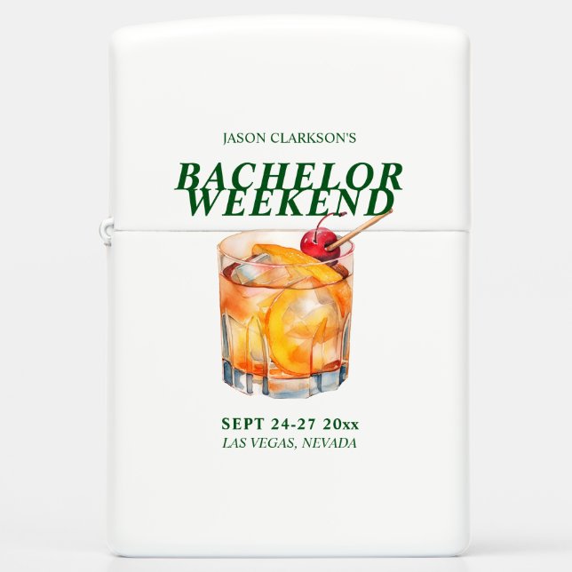 Old Fashioned Cocktail Bachelor Weekend Zippo Lighter (Front)