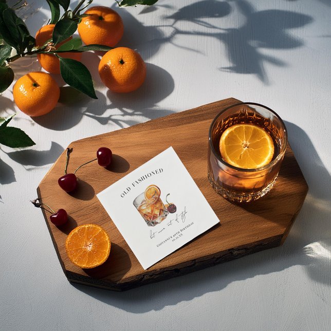 "Old Fashioned" Cocktail Birthday Napkins (Creator Uploaded)