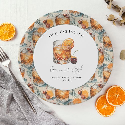 Old Fashioned Cocktail Birthday Paper Plates