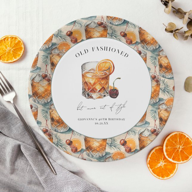 "Old Fashioned" Cocktail Birthday Paper Plates (Creator Uploaded)