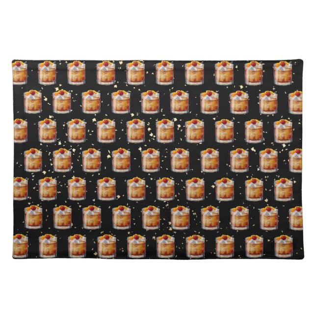 Old Fashioned Cocktail Cloth Placemat (Front)