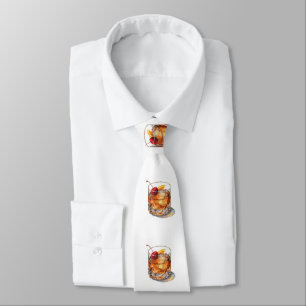 Old Fashioned Cocktail Illustration Neck Tie