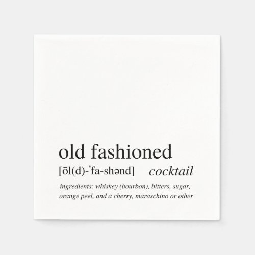 Old Fashioned Cocktail Modern Black Typography Napkins