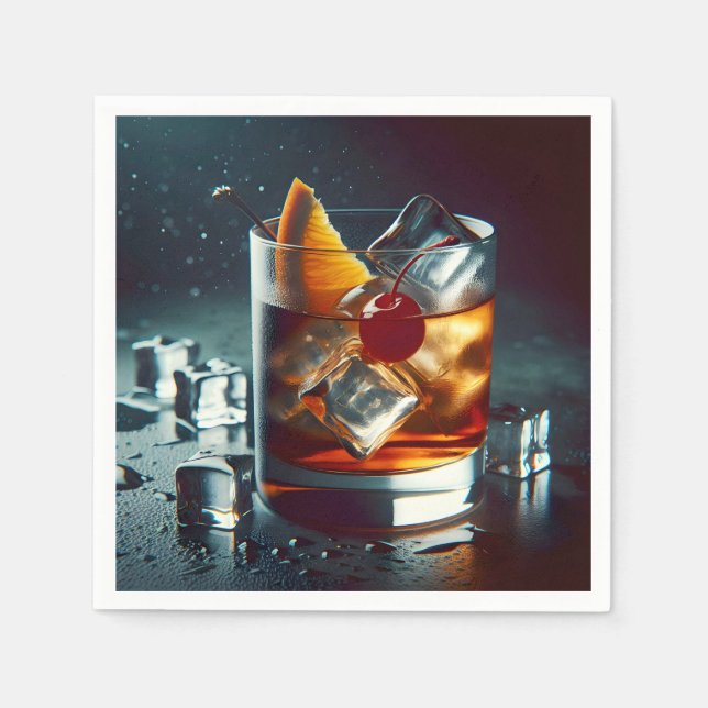 Old Fashioned Cocktail Party Napkins (Front)