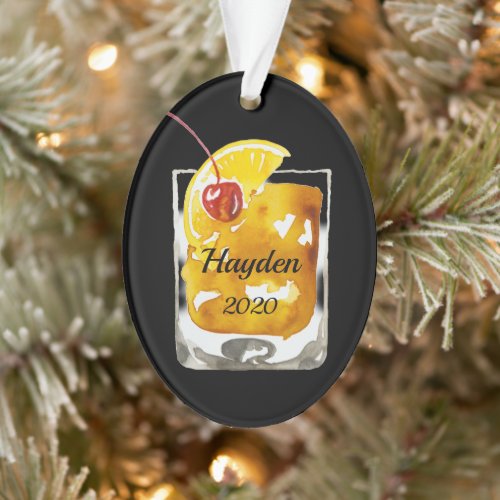 Old Fashioned Cocktail Personalized Ornament