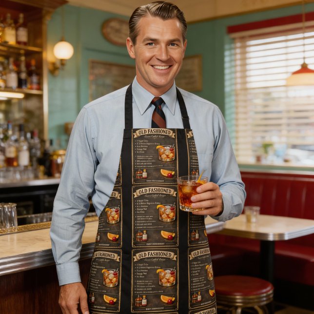 Old Fashioned Cocktail Recipe Vintage Bar Apron (No trends. Just tradition.)