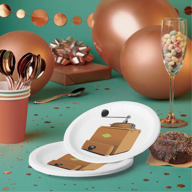 Old Fashioned Coffee Grinder Paper Plates (Multi)