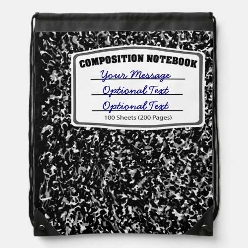 Old Fashioned Composition Notebook Drawstring Bag