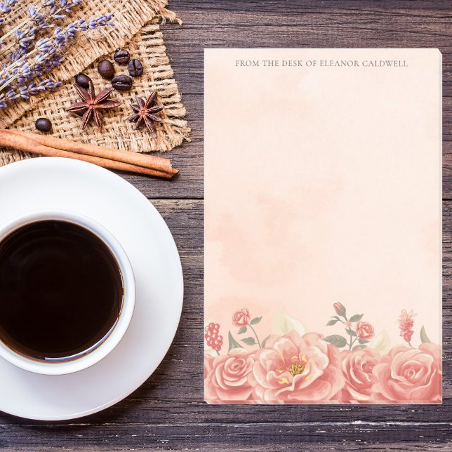 Old Fashioned Coral Roses Personalized Post-it Notes (Creator Uploaded)